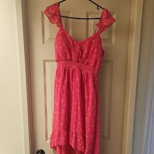 Pink Floral Dress with Small Ruffle Sleeves No Boundaries Size L